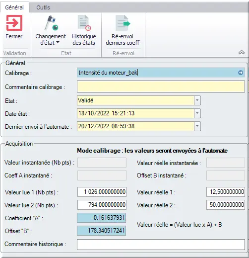 Calibration intensité moteur